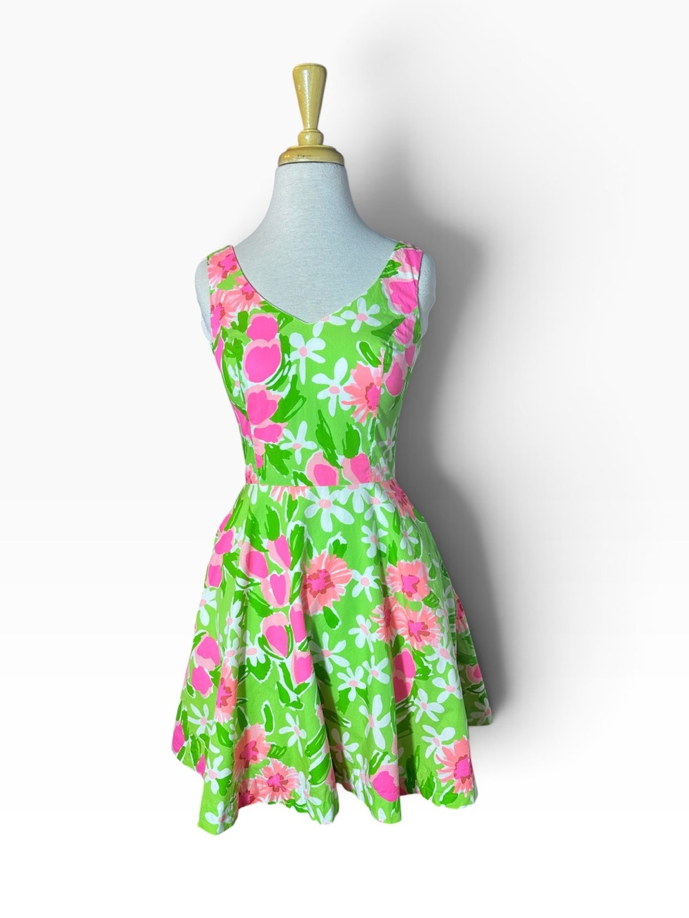 Lilly Pulitzer Floral Print V Neckline Fit & Flair Midi Dress